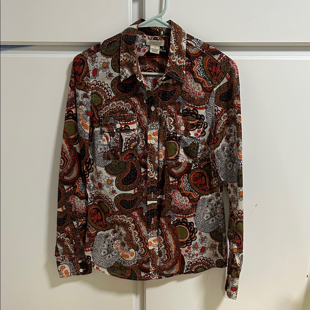 Lucky Brand Multicolor Cotton Paisley Button-Up Shirt Small